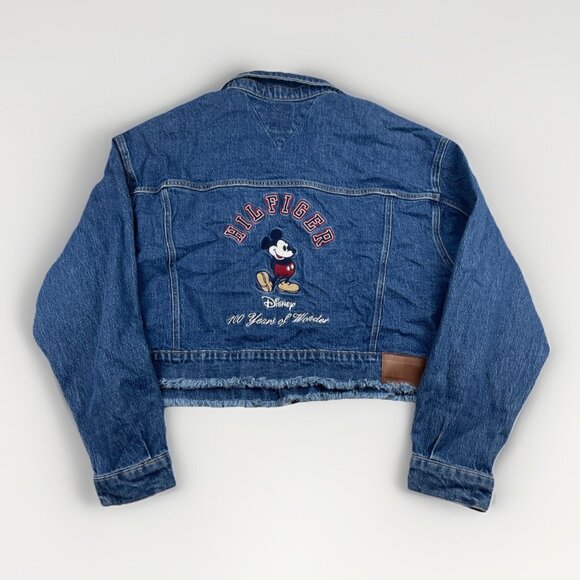 Tommy Hilfiger x Disney Mickey Mouse embroidery Wom  Sz XXL Crop Jean Jacket - Picture 1 of 16